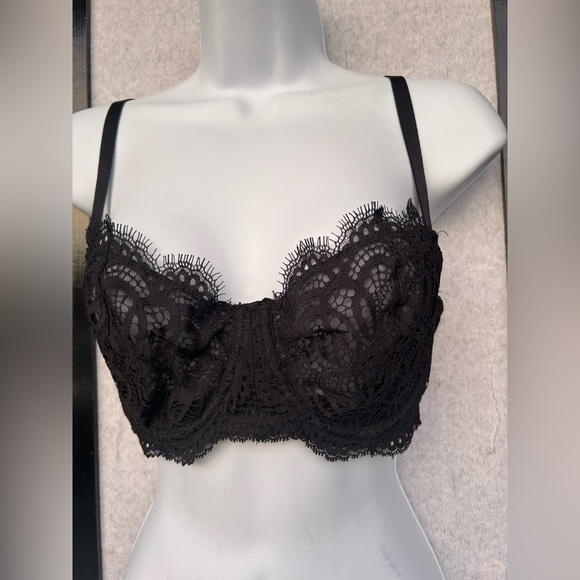 Victoria's Secret Black Dream Angels Push-Up Bra Without Padding Lace Sheer 34DD - Picture 1 of 6